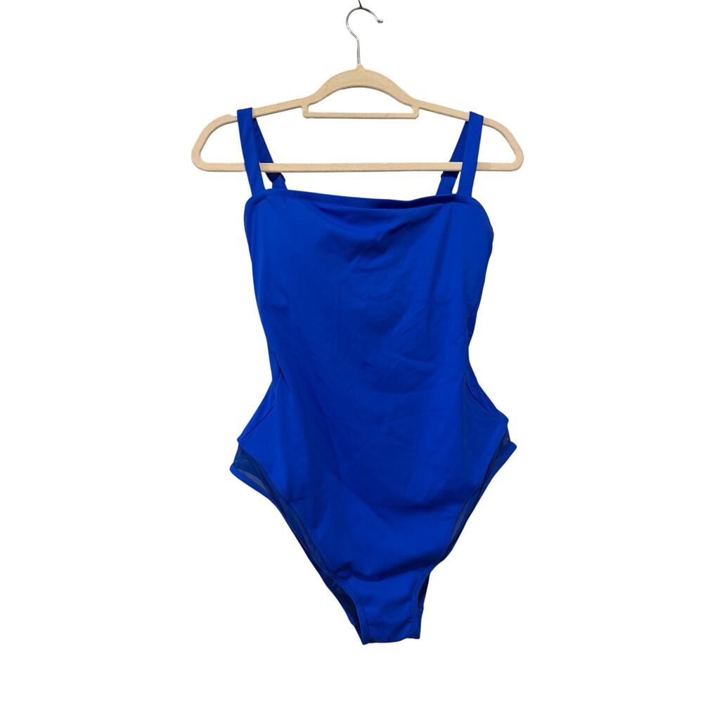 NWT TA3 Size XL Short Blue Squarey Sculpting Swimsuit Vacation Beach Shark Tank